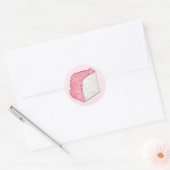 Roze Engel Eten Cake Slice Bakken Retro Dessert Ronde Sticker (Envelop)