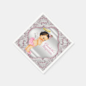 Roze engel meisje doop servetten (Hoek)