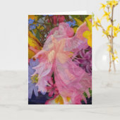 Roze Engel met Kind Kaart (Gele Bloem)