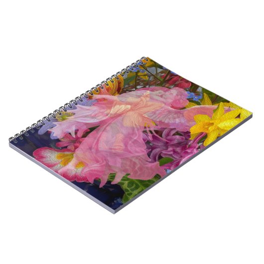 Roze engel met kind notitieboek (Linkerzijde)