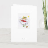 Roze Engel & Sneeuwvlokken Kerst Kaart (Achterkant)