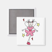 Roze Engel Stick Figuur Magneet (Voorkant / Achterkant)
