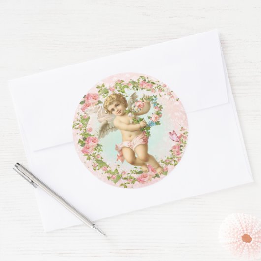 Roze Engel Sticker Roos Flame (Envelop)