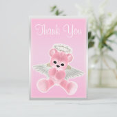 Roze Engel Teddybeer Bedankt Baby Shower (Staand voorkant)