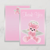 Roze Engel Teddybeer Bedankt Baby Shower (Voorkant / Achterkant)
