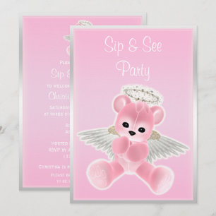 Roze Engel Teddybeer Sip & See Kaart