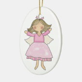 Roze engel-versiering keramisch ornament (Links)