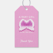 Roze Engel Vleugels Baby shower Gift Labels Cadeaulabel (Voorkant)