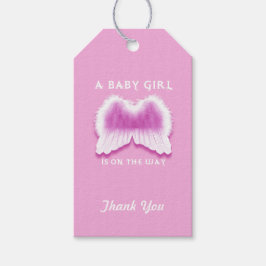 Roze Engel Vleugels Baby shower Gift Labels Cadeaulabel