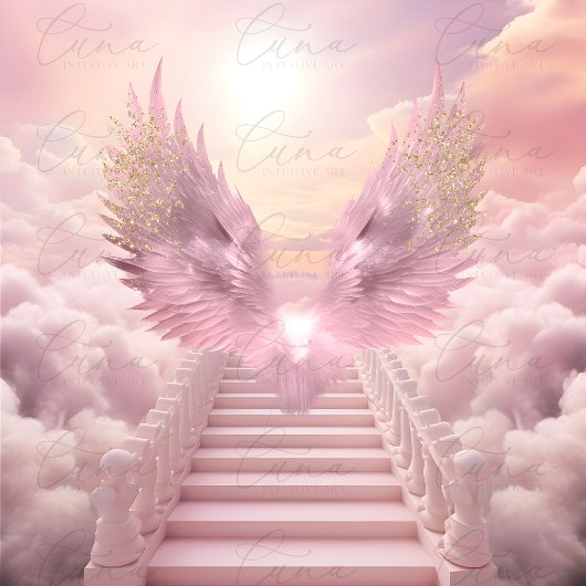 Roze engel vleugels gedenkteken welkom teken poster