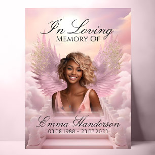 Roze engel vleugels gedenkteken welkom teken poster