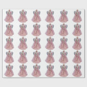 Roze engel wit inpakpapier (Vlak)