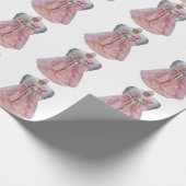 Roze engel wit inpakpapier (Hoek)