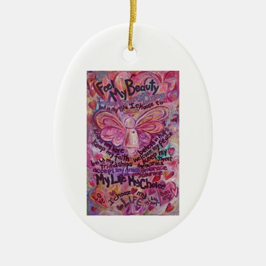 Roze engelenkankergedicht Art Custom Gift Ornament (Voorkant)