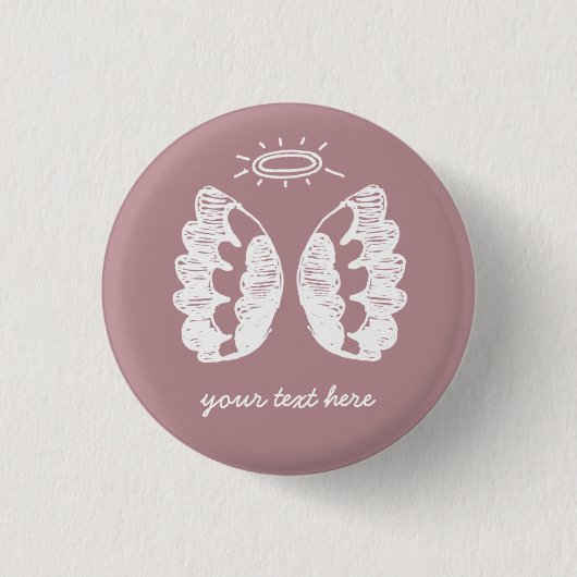 Roze engelenknop ronde button 3,2 cm (Voorkant)