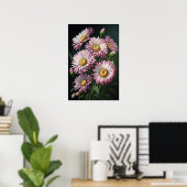 Roze Engels Daisy Flower Art Print Poster (Thuiskantoor)