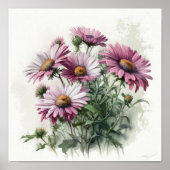 Roze Engels Daisy Flower Art Print Poster (Voorkant)