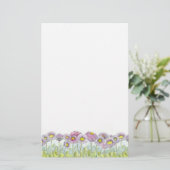 Roze Engels Daisy Flowers Brief Schrijven Briefpapier (Staand voorkant)