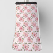 Roze Engels roos cottage floral patroon Golfheadcover (Draai 90)