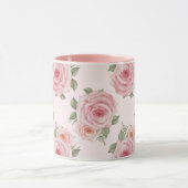 Roze Engels roos cottage floral  patroon Mok (Midden)
