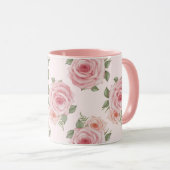 Roze Engels roos cottage floral  patroon Mok (Voorkant rechts)