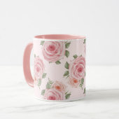 Roze Engels roos cottage floral  patroon Mok (Voorkant links)