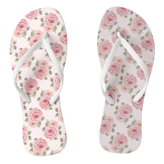 Roze Engels roos cottage floral patroon Teenslippers
