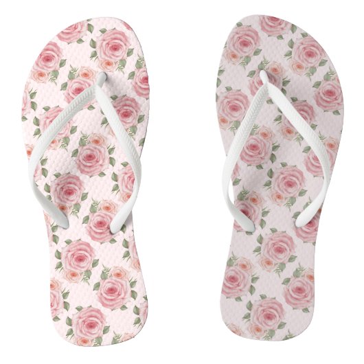 Roze Engels roos cottage floral  patroon Teenslippers (Voetbed)