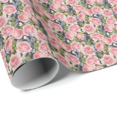 Roze Engels Roos: Dark Waterverf Cadeaupapier (Rol Hoek)
