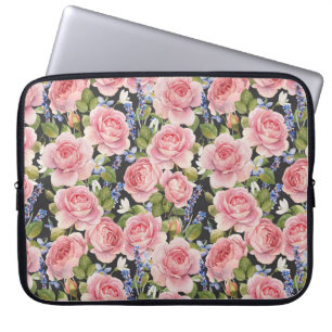 Roze Engels Roos: Dark Waterverf Laptop Sleeve