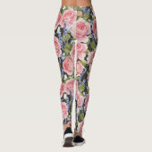 Roze Engels Roos: Dark Waterverf Leggings (Achterkant)