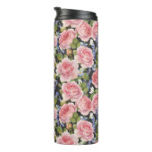 Roze Engels Roos: Dark Waterverf Thermosbeker (Geroteerd rechts)