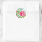 Roze Engelse kool Rozen Waterverf Flowers Ronde Sticker (Tas)