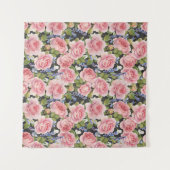 Roze Engelse Roos: Donker Waterverf Wandkleed (Voorkant (horizontaal))