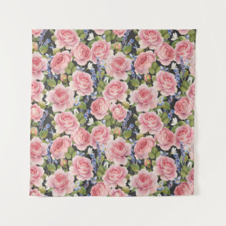 Roze Engelse Roos: Donker Waterverf Wandkleed