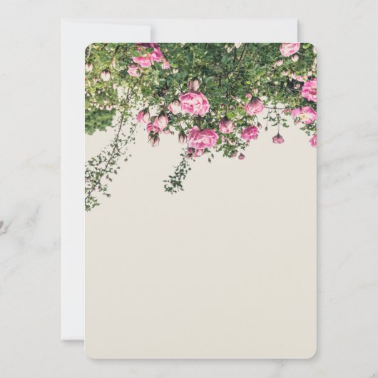 Roze Engelse rozen, bloemige huwelijksuitnodiging Kaart (Achterkant)