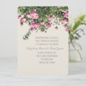 Roze Engelse rozen, bloemige huwelijksuitnodiging Kaart (Staand voorkant)
