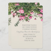 Roze Engelse rozen, bloemige huwelijksuitnodiging Kaart (Voorkant / Achterkant)