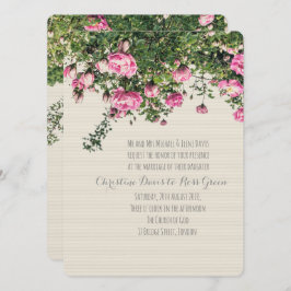 Roze Engelse rozen, bloemige huwelijksuitnodiging Kaart