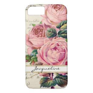 Roze Engelse Rozen met handschrift iPhone 8/7 Hoesje