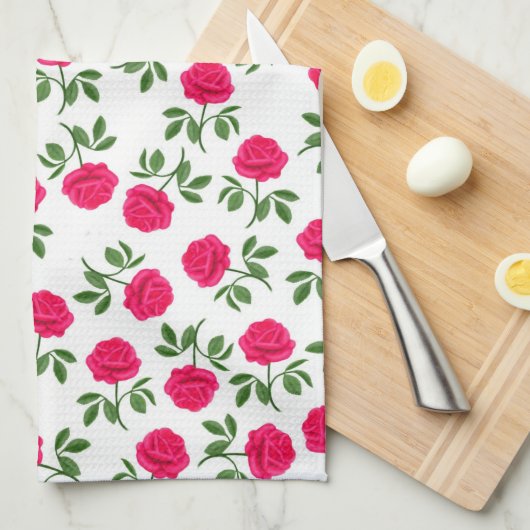 Roze Engelse thea Rozen Kitchen Towel Theedoek (Quarter Fold)