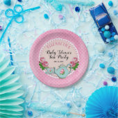 Roze Engelstalige Baby Tea Party Shower Papieren Bordje (Feest)
