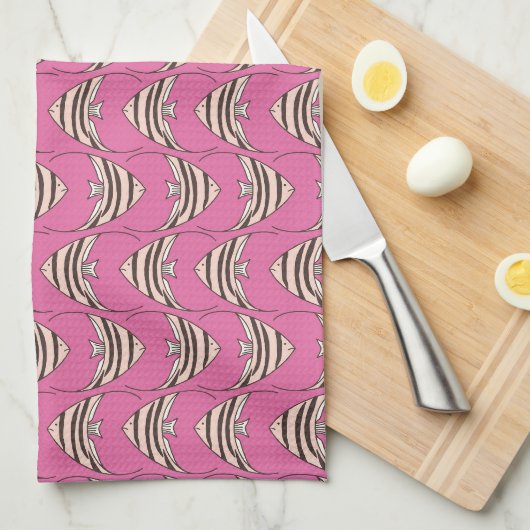 Roze engelvis theedoek (Quarter Fold)