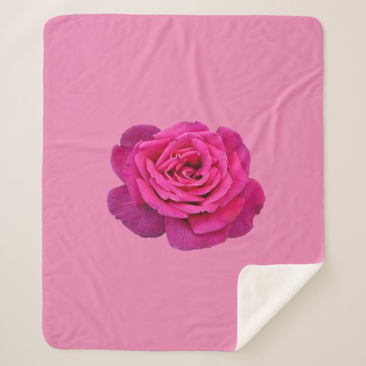 Roze enkele roos sherpa deken (Voorkant)