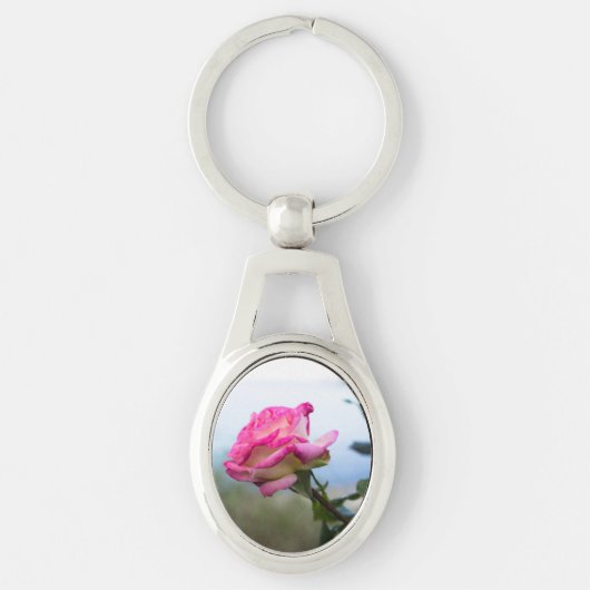 Roze enkele rozen sleutelhanger (Voorkant)