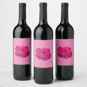 Roze enkele rozen wijn etiket (Flessen)