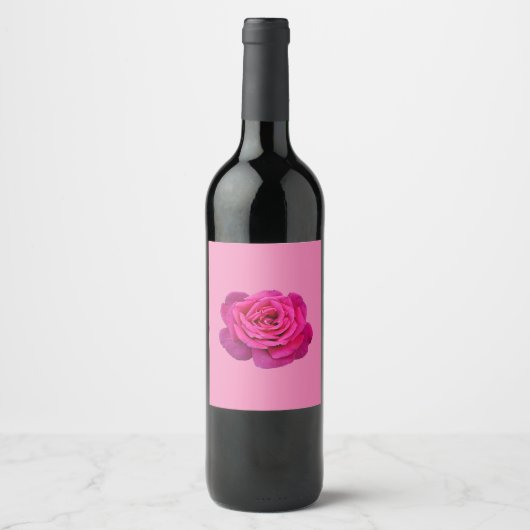 Roze enkele rozen wijn etiket (Voorkant)