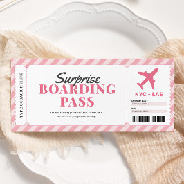 Roze Enterprise Boarding Pass Airplane Gift Ticket Kaart
