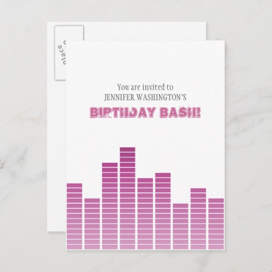 Roze Equalizer Uitnodiging Briefkaart (Voorkant / Achterkant)