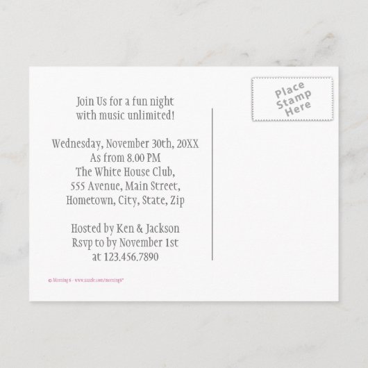 Roze Equalizer Uitnodiging Briefkaart (Achterkant)